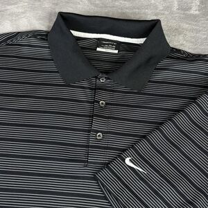 Nike Golf Polo Shirt Mens 2XL Black White Stripe Dri Fit Dry 274038-010